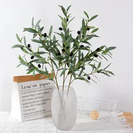 Decorative Flowers 3pcs Artificial Olive Branch Plant Green Leaves High Pole Fake Flower Material Decoration Wedding Arrangement