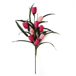 Dekorative Blumen fühlen sich echt an, gefälschte künstliche PU-Tulpen, Brautstrauß, Party, Garten, Zuhause, Hochzeit, El, Festival-Dekoration