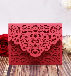 30 pçs vermelho luxo flora corte a laser convites de casamento cartão elegante rendas envelopes de casamento mother039s dia aniversário decoração7299141