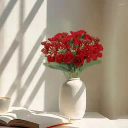 Dekorativa blommor falska blommor stjälkar eleganta konstgjorda rosen hortensia bukett för bröllopsarrangemang brud mittpunkt faux siden a