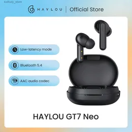 携帯電話イヤホンhaylou gt7 neo tws wireless v5.4 bluetoothインテリジェントタッチコントロールAACオーディオデコレーションスポーツQ240402