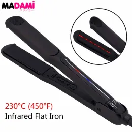 Irons Infraröd hårstrånare 450 ° F Högtemperatur Flat Irons Ceramic Plate LED Display Professional Hair Straight and Culer