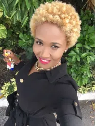 Perücken Beisdwig Kurzer Afro Kinky Curly Synthetic Perücken für schwarze Frauen gemischte blonde Haar Perücken Cosplay Frisuren Afroamerikanische Haare