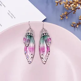 Dangle Earrings Handmade Fairy Clear Resin Simulation Wing Foil Rhinestones Butterfly Drop Romantic Wedding Bridal Jewelry