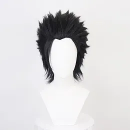 Peruker Final Fantasy FF7 Zack Fair Cosplay Wigs Short Black Slickedback värmebeständig syntetisk hår Wig + Wig Cap