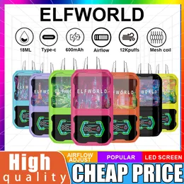 ELFWORLD AI22000 PUFFS 10FLAVORS 650MAH 0%2%5%26ML 미리 채워진 휴대용 상자 적합한 구강 조각 체이스 맛 개인 브랜드 도매 vape 일회용 저렴한 가격