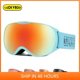 Gogles Luckyboo Kids Ski Goggles Podwójne antyfogowe dzieci 38 lat okulary śnieżne okulary sportowe sportowe dziewczęta chłopcy narciarstwo snowboardowe