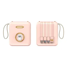 Piękny Mini Portable PowerBank 10000 mAh Cute Cartoon Cat Bear Proces Station Wbudowany kabel Dual LED Light Bank LYP090