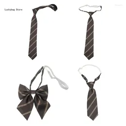 Bow Ties Japanese College Fashion Coffee randig för förbundet nacke tie jk girl skol uniform bowtie student halskläder för formell