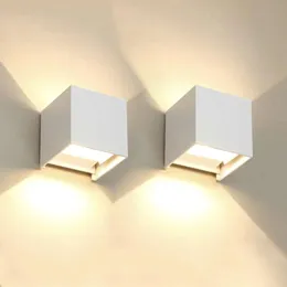 Luzes LED modernas quadradas de alumínio para montagem em parede externa - Conjunto de 4, IP65 à prova d'água, luminárias para cima e para baixo para espaços internos e externos