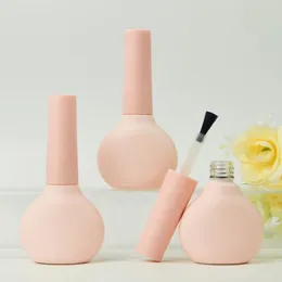 9 мл розовое стекло для лака для ногтей, пустая бутылка с крышкой, кисть, косметические контейнеры, стеклянные бутылки для ногтей с кистью