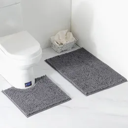 Chenille plysch matta badrum tvådelar golvmatta toalett vatten absorberande badrum icke-halk chenille matta