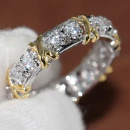 10A Anéis de Casamento Atacado Profissional Eternity Diamonique CZ Simulado Diamante 10KT Branco Amarelo Ouro Cheio Aliança de Casamento Anel Cruz Tamanho 5-11