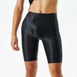 MUITOPANTES Casual Men's Oil Shinny Sports Sports Compression Shorts Skinny Color Solid Mei -Pants Pontas rápidas seco de surf curto Leggings