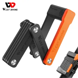 Законы West Biving Fold Bike Lock 65 Manganese Steel Portable Antheft Lock 3 клавиши Cycling Electric Scooter MTB Road Accessories