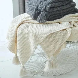 Coperte Coperta con palline lavorate a maglia con nappe nordiche Ufficio Aria condizionata Pranzo Copridivano in lana Divano per il tempo libero