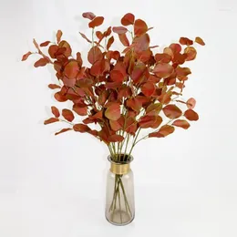 Decorative Flowers 6pcs Single Flowering Money Leaf Artificial Eucalyptus Goldenrod Flower Arrangement And Matching