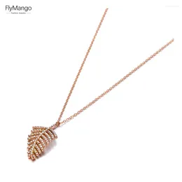 Anhänger Halsketten FlyMango Trendy CZ Kristall Blätter Charme Für Frauen Böhmen Edelstahl Halsreifen Halskette Schmuck FN20299