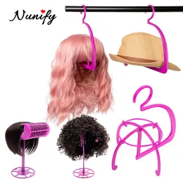 Stands Plussign 6pcs/Lot Plastic Wig Hanger Stand Salon Barber Cappelli appesi Horter Porta Wig Wig Testa Strumenti per capelli pieghevoli
