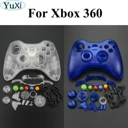 Custodie Parte di ricambio YuXi Controller wireless trasparente blu Custodia a guscio Paraurti Stick analogici Pulsanti Gioco per Xbox 360