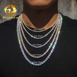 Collana con bracciale tennis a prezzo di fabbrica, tester per diamanti, vvs, moissanite, gioielli hip hop, catena da tennis in argento con diamanti da laboratorio