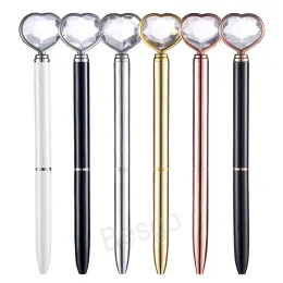 Atacado Coração em forma de Diamante Canetas Esferográficas Estudante Presente Assinatura Metal Ball Pen Big Crystal Gem Escola Material de Escritório Canetas Esferográficas ZZ