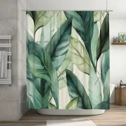 Tende da doccia Tenda con fogliame tropicale acquerello 72x72 pollici con ganci Decorazioni per il bagno con motivo personalizzato