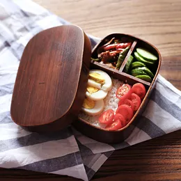 Einlagige Lunchbox mit rechteckigem Fach, Lunchbox aus Holz, japanische Lunchbox für Erwachsene, tragbare Lebensmittelbox