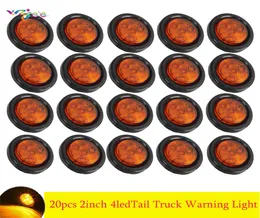 20pcs car 2quot Red 4led Round StopTurntail Truck警告灯GROMMET WIRING6847591