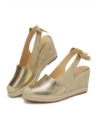 Wedges Sandals For Women Closed Toe Bandage Espadrille Stylish Shoes TDLJ26GD 240311