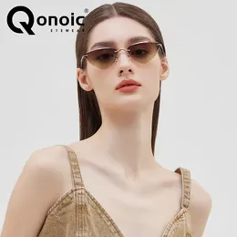 نظارة شمسية شخصية QONOIC الرجعية نظارات صغيرة الطليعة الاتجاه remless HD NYLON للسيدات 7253