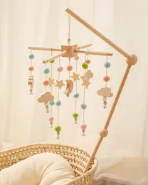 Baby Toy Wood Mobiles Bed Bell Moon Clouds Rattle för Born Developing DIY Accessories Crib Holder Arm konsoler Gåvor Rattle 240327