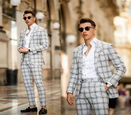 Abito da uomo a due pezzi Damier Abito da sposo Abiti da sposa per uomo Slim Fit Sposo Costumi di alta qualità De Mariage Pour Hommes4885612