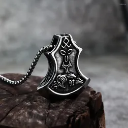 قلادة قلادة Viking Wolf Ax Titanium Steel Rune Necklace Necklace Ouropean and American Necklace European