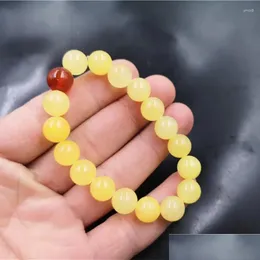 Beaded Strand 10Mm Light Yellow Jinsi Jade Bracelet Drop Delivery Jewelry Bracelets Otjn7