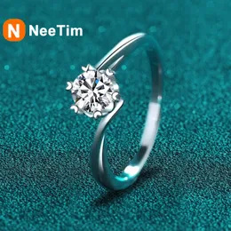 NeeTim 05ct 5mm Ring Labordiamant Solitär für Frauen Verlobungsversprechen Ehering Schmuck GRA-zertifiziertes Geschenk 240402