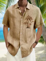 Erkekler Sıradan Gömlekler 2024 Hindistan cevizi Ağacı Erkekler Baskı Hawaiian Gömlek Plajı 4xl Kısa Kollu Moda Üstleri Tee Man Bluz