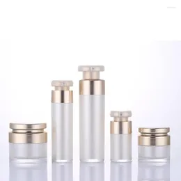 저장 병 30G 50G 50G Cosmetic Jar Acrylic Lotion 진공 유제 병 병 프레스 크림 냄비 샘플 샘플 바이알 레스 메이크업 용기 15-100ml