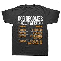 Homens T Camisas Novidade Impressionante Dog Groomer Taxa Horária Pet Grooming Furologist Furologist Artista Algodão Streetwear Presentes de Aniversário T-shirt