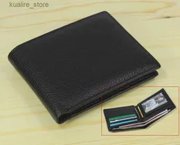 Money Clips Selling Fashion Genuine Leather Mens Wallet Double Fold Genuine Leather Wallet Clutch Black Free Delivery WL003 L240402