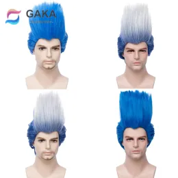 Wigs GAKA Men's blue erected wig synthetic wig boy cosplay anime character daily party wig heat resistant