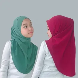 子供のためのヒジャーブ5〜10歳の高品質のイスラム教徒のスカーフショールズソフトストレッチマレーシア女児ヒジャーブ卸売240327