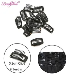 100 Pcs Clipes de Extensão de Cabelo 32 CM preto marrom loiro peruca grampos de cabelo 99 Dentes I Shape Snap Clips3081169