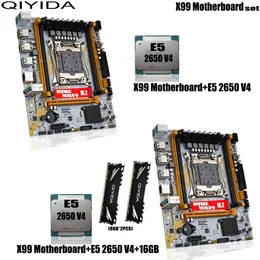 QIYIDA X99 Motherboard Set Combo Xeon Kit E5 2650 V4 CPU LGA 20113 Processor 16GB DDR4 RAM Memory NVME M2 NGFF SATA ED4 240326