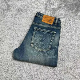 Jeans masculinos designer bordado impresso jeans masculino primavera nova tendência calças finas moda p9qs 11s4