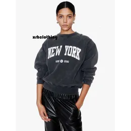 Anime Hoodie 21 Sonbahar/Kış Yeni Fransız Niche AB Letter New York Baskılı Yıkama Su Sırvar Fried Kar Tanesi Siyah Gri Kadın Hoodie