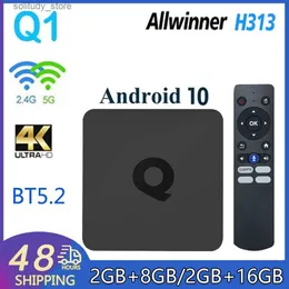 Set-Top-Box Q1 Intelligentes Android-Streaming-TV Allwinner H313 BT5.2 10.0 LAN 100M 4K HDR10 Media Player 2.4G+5G Dual WiFi Set-Top Q240402