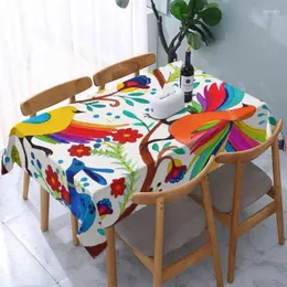 Table Cloth Rectangular Mexican Otomi Flowers Amate Cover Elastic Fitted Mexico Textile Backed Edge Tablecloth For Picnic