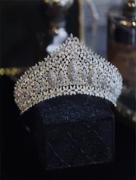 Echte 3A Zirkon Hochzeit Kronen Tiaras Kopfbedeckungen für Bräute Frauen Geburtstag Party Kopfschmuck Zubehör Mädchen Schmuck Brautschmuck4728783