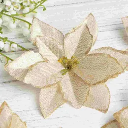 Decorative Flowers 20 PCS Christmas Flower Matas Artificiales Para Pick Glitter Pendant